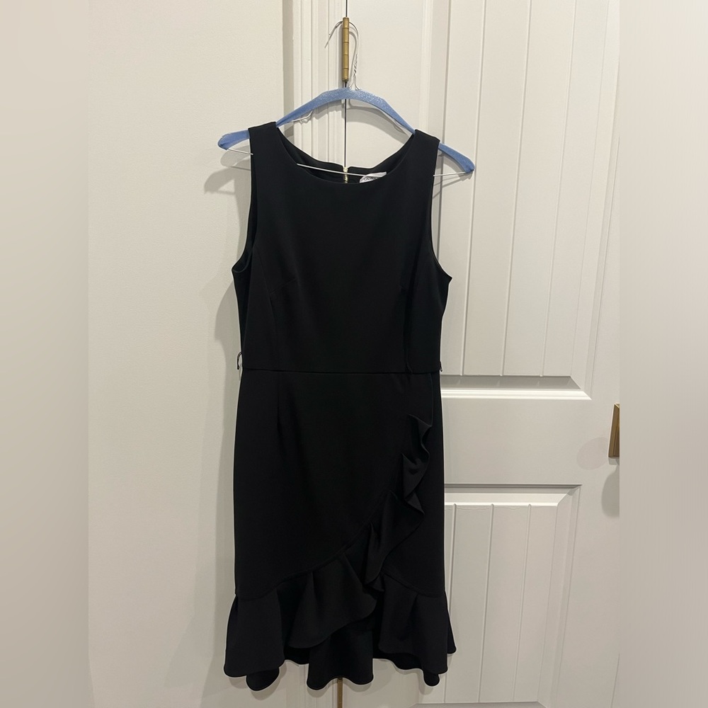 Calvin Klein Black Dress with Ruffle
